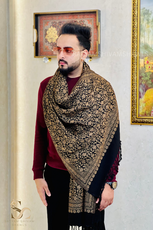 pure wool  chinar kani  zari stole