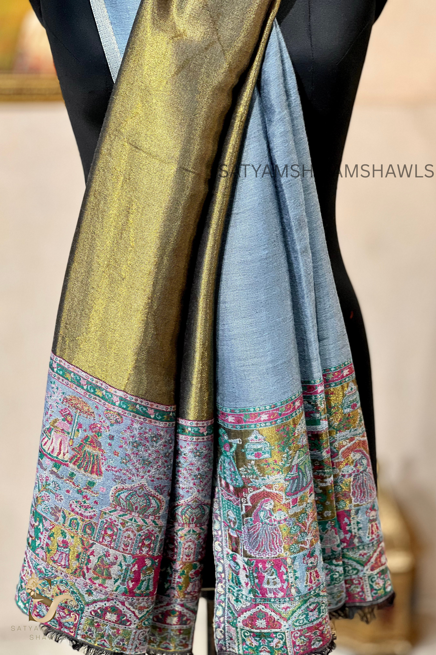 Twilight moonlight reversible kani palla stole, soft & warm,