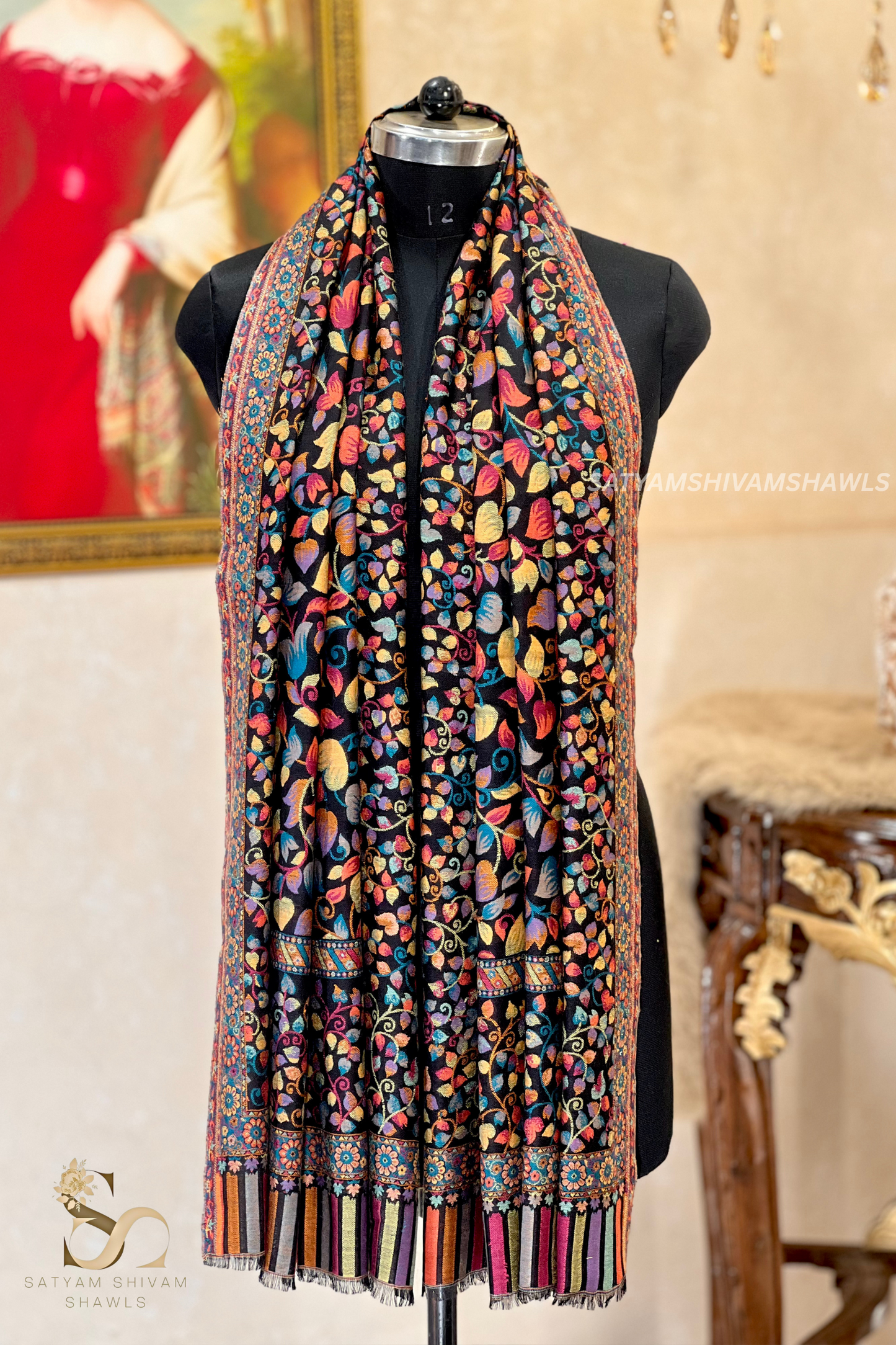 noor-e-kani multi pure wool stole
