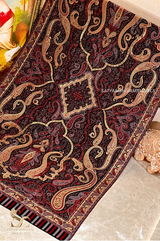 Threads of golden bloom kani pure wool shawl