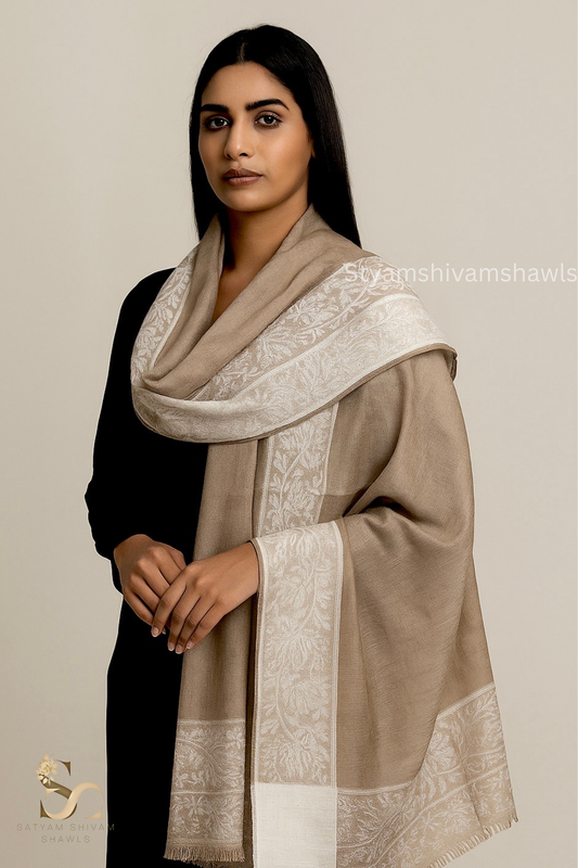 PURE WOOL REVERSIBLE SELF BORDER DESIGN SHAWL ,TOOSH