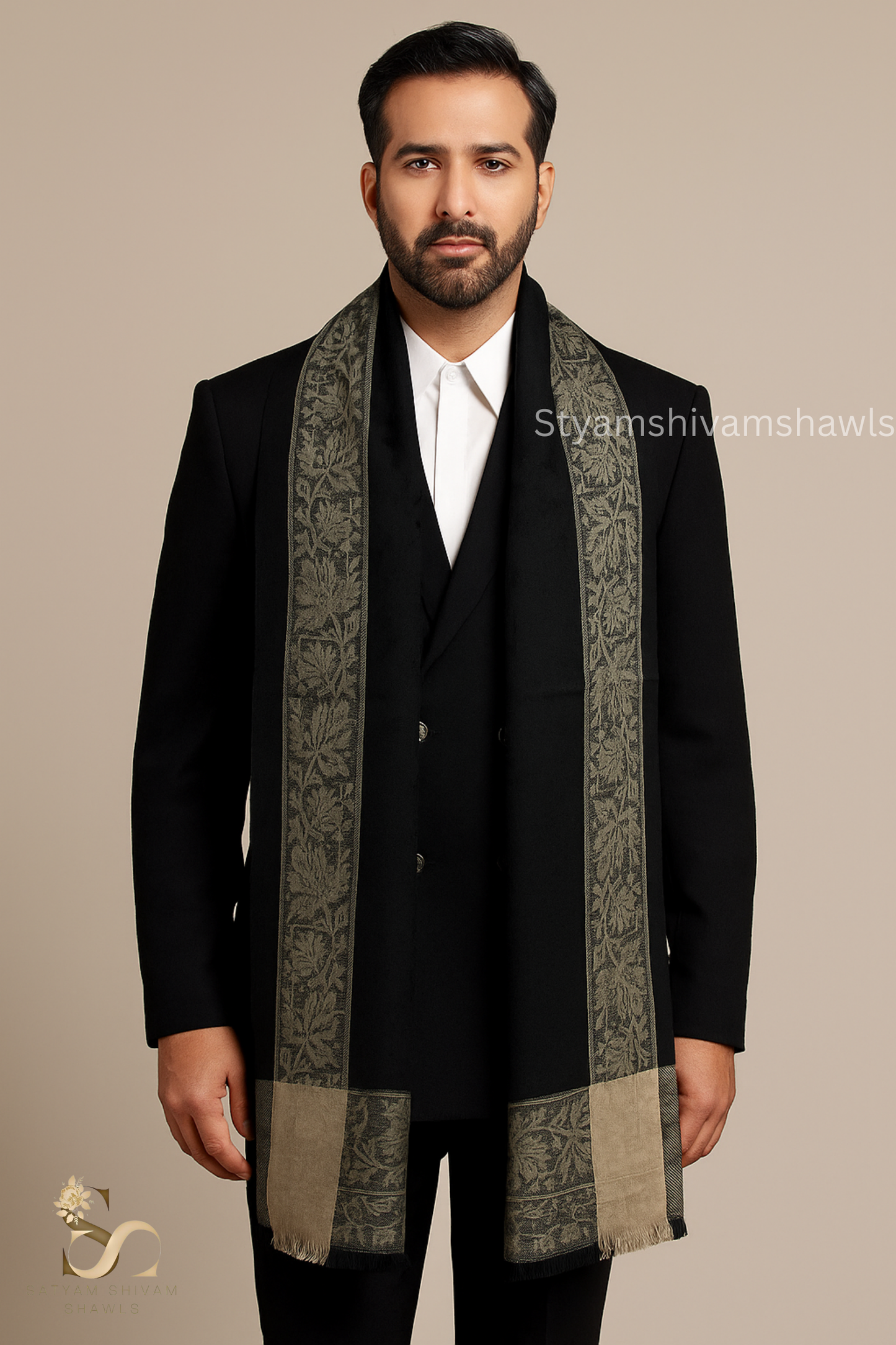 PURE WOOL SELF STRIPS WITH BORDER DESIGN SHAWL,WARM & SOFT,