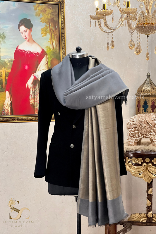 Noor-e-zari twilight reversible shawl,grey