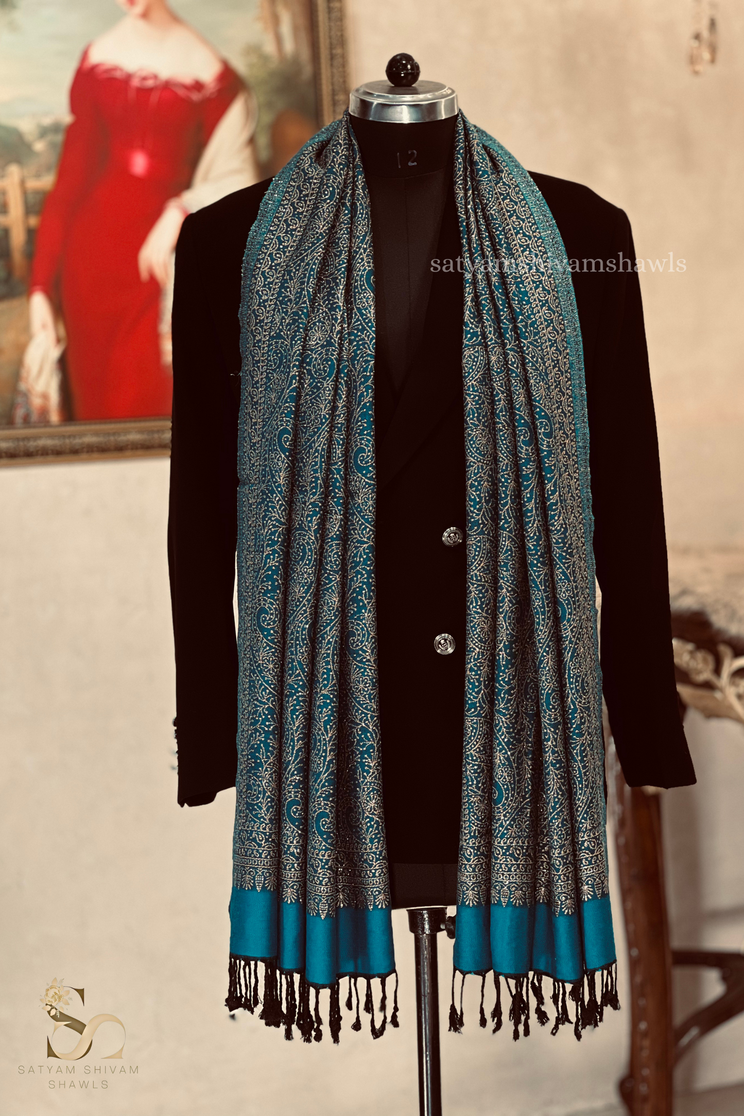 pure wool zari weaved stole,