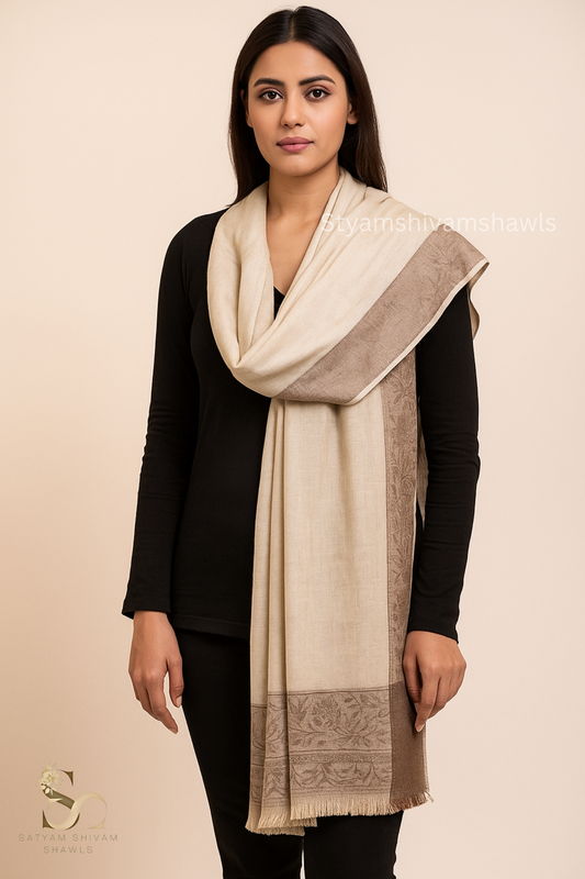 PURE WOOL SELF STRIPS WITH BORDER DESIGN SHAWL,WARM & SOFT,