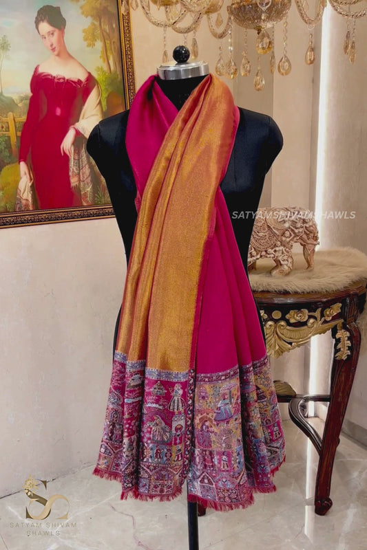 Twilight moonlight reversible kani palla stole, soft & warm,