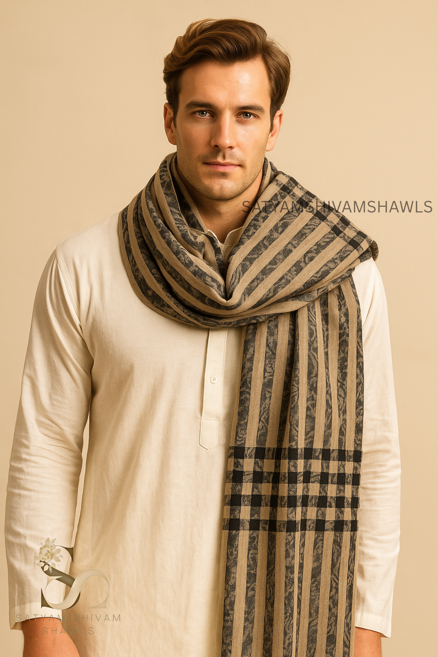 HIS AND HER SET OF MENS & WOMEN FINE WOOL CHECK STOLE