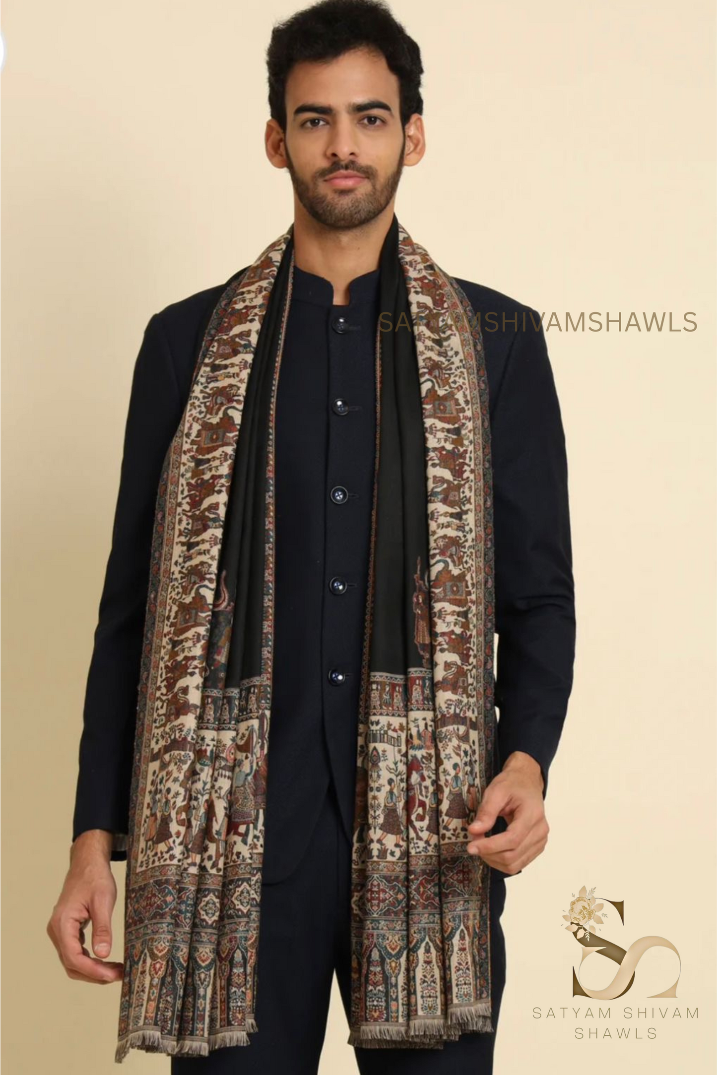 ELEPHANT BORDER DHOLI PALLA STOLE ,
