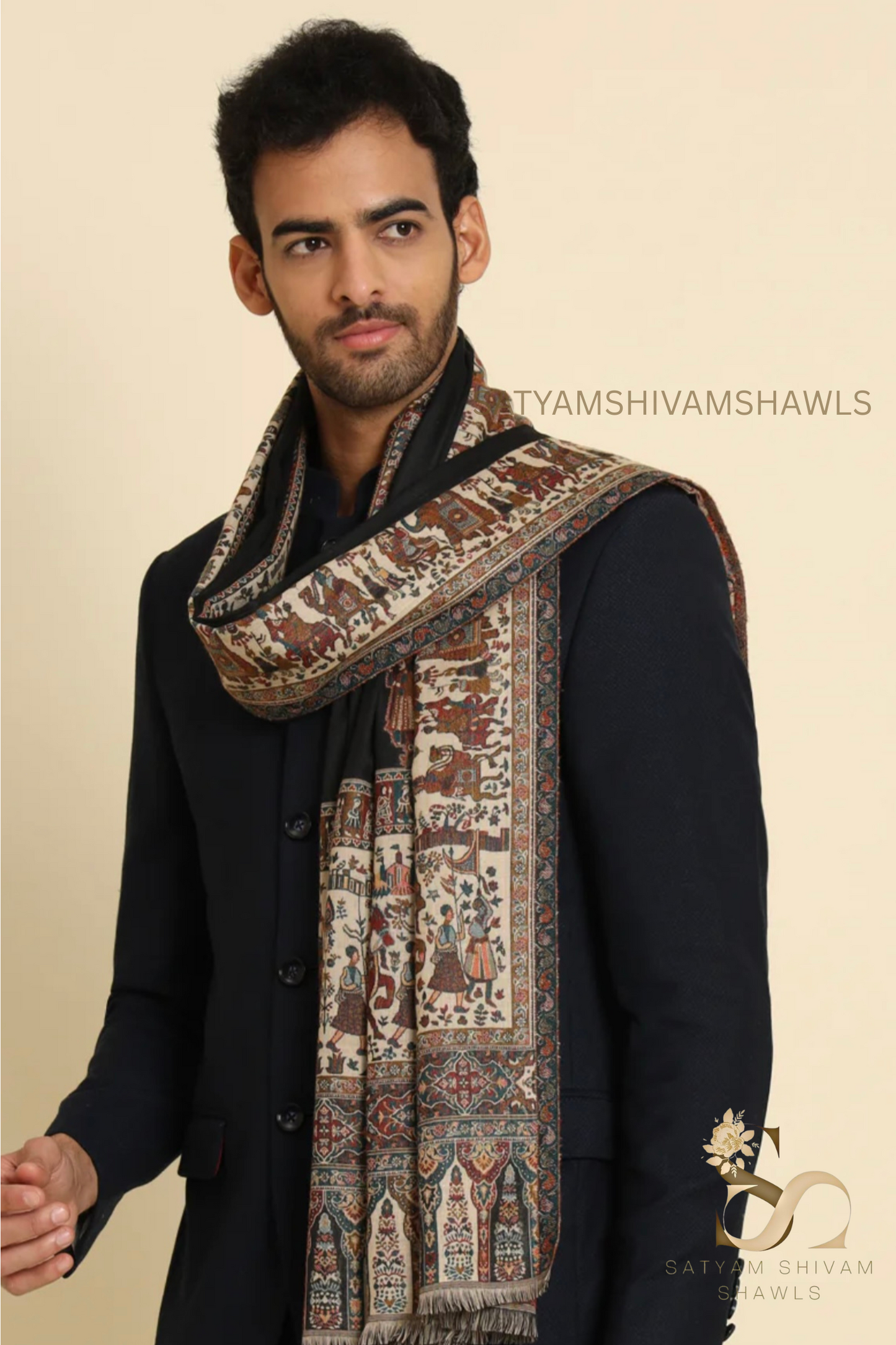 ELEPHANT BORDER DHOLI PALLA STOLE ,