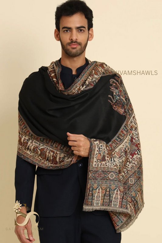 ELEPHANT BORDER DHOLI PALLA STOLE ,
