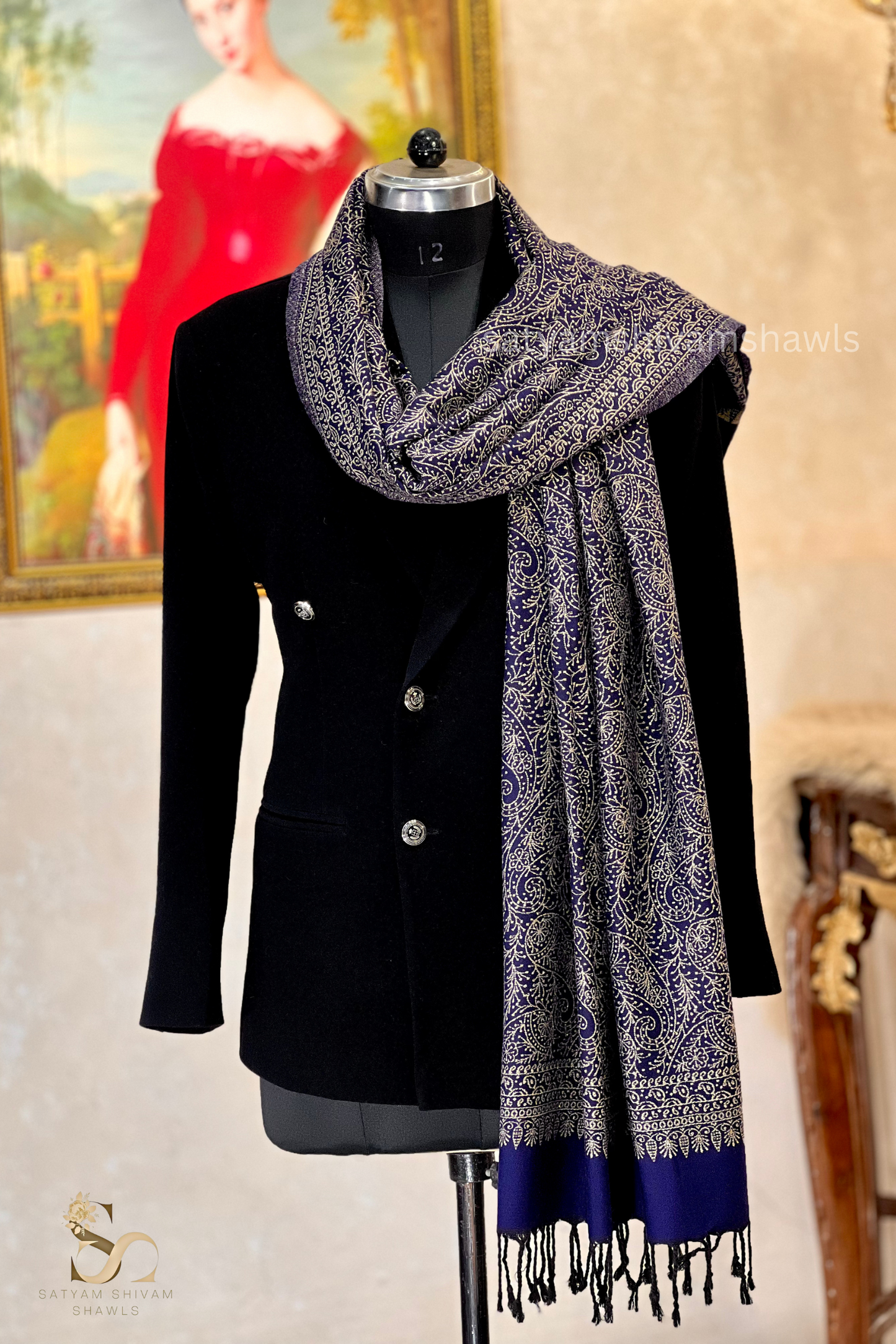 pure wool zari weaved stole