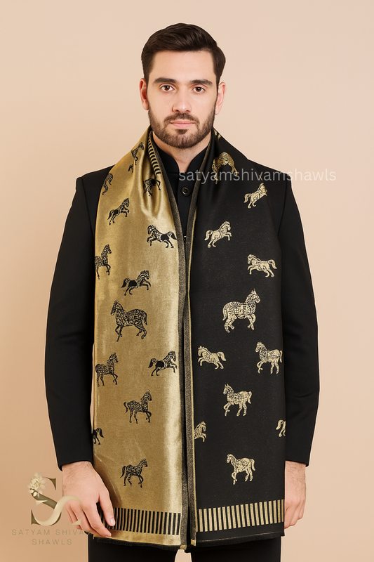 Twilight reversible horse moonlight design stole ,black