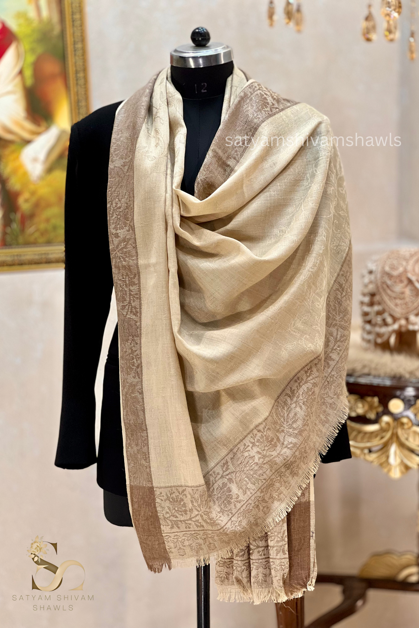 PURE WOOL SELF STRIPS WITH BORDER DESIGN SHAWL,WARM & SOFT,