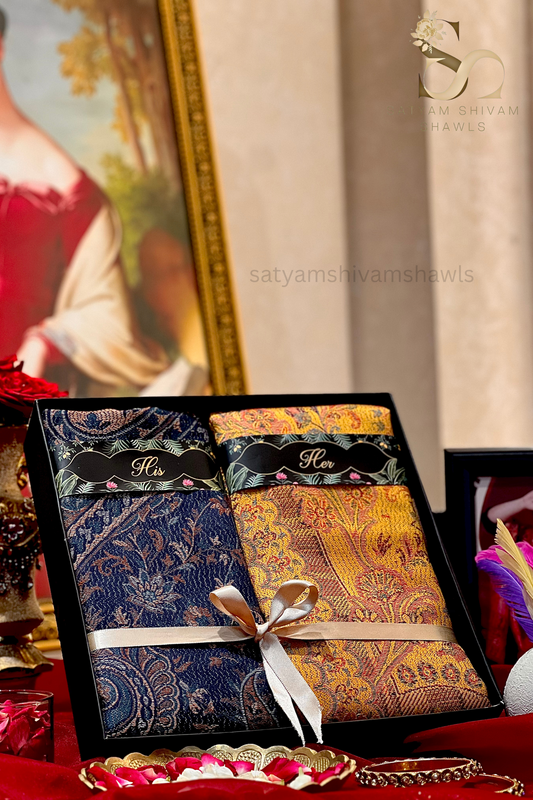 His And Her Set Of 100% pure wool shawls With Premium Gift Box Packaging,
