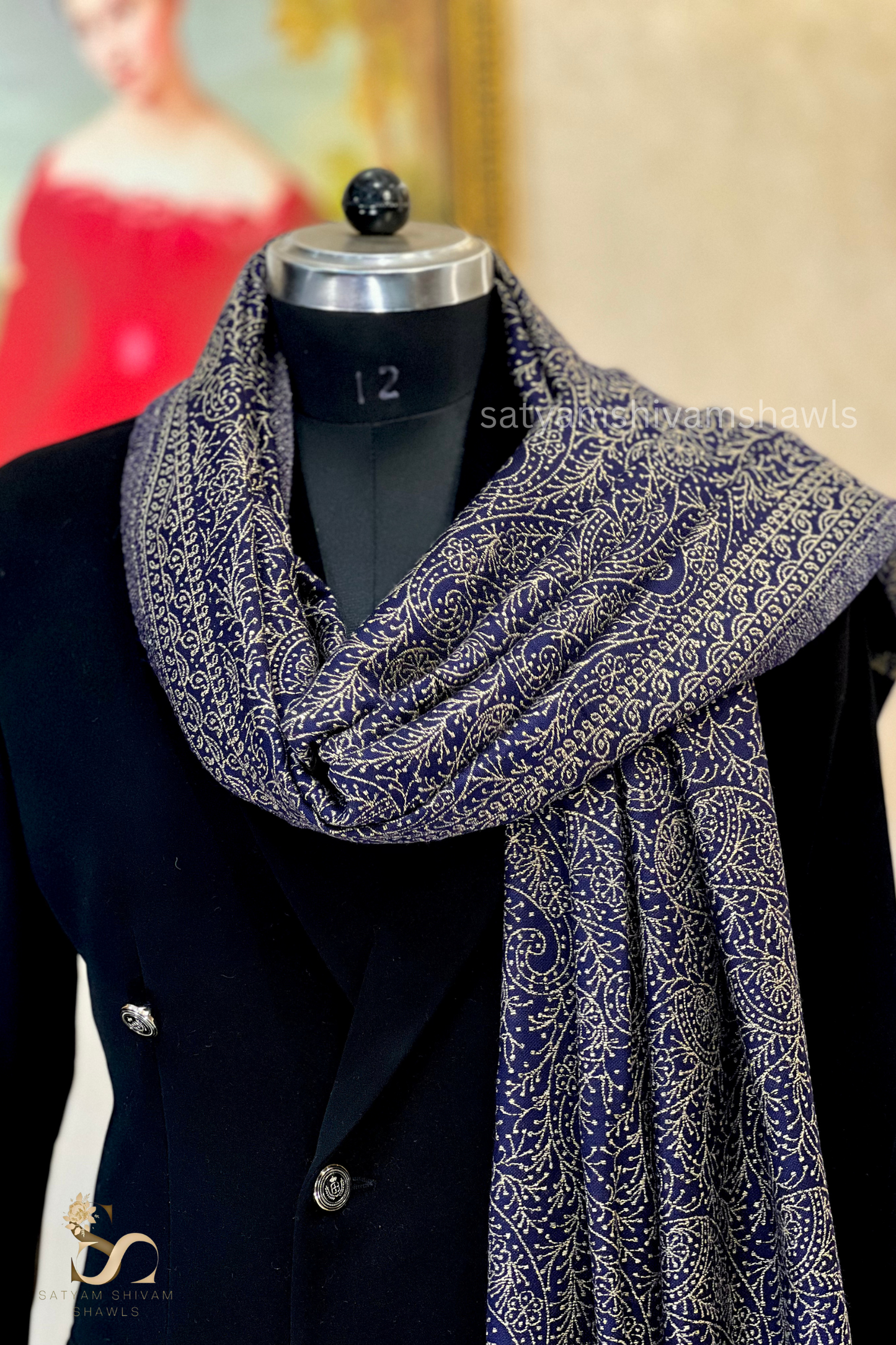 pure wool zari weaved stole