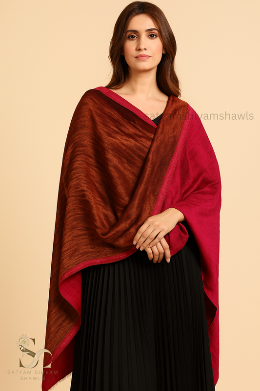Twilight reversible Collection, Metallic Thread Weave, Fine Wool, marron ,gold