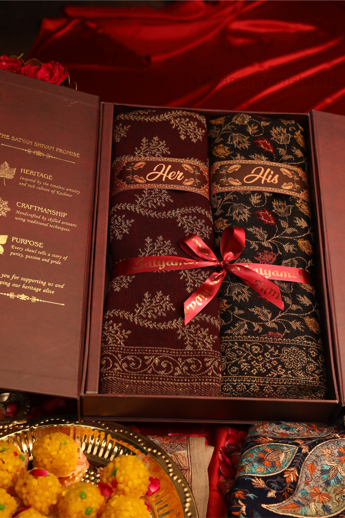 His And Her Set Of 100% pure wool stoles With Premium Gift Box Packaging