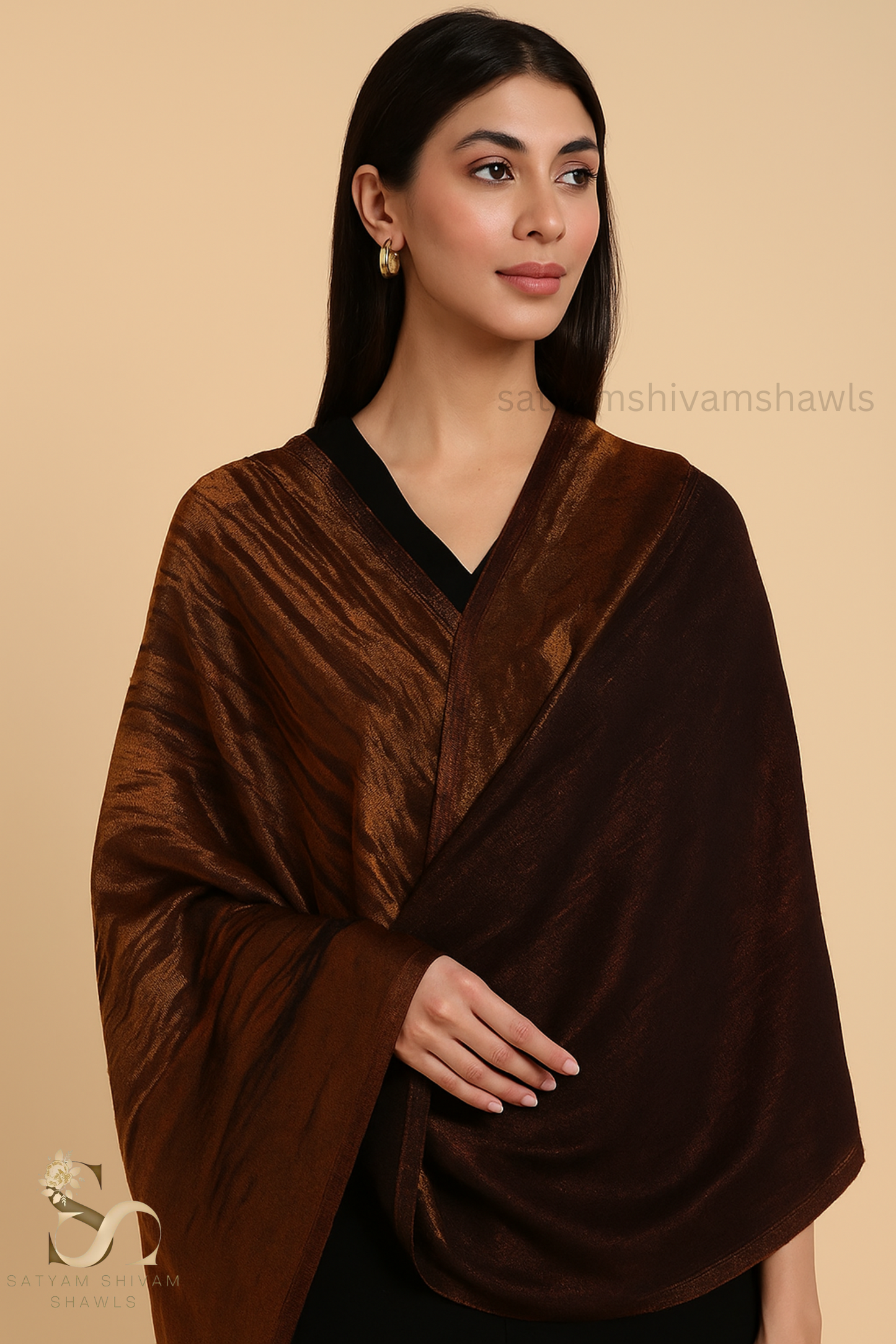 Twilight Collection, Metallic Thread Weave, Fine Wool, coffee ,gold