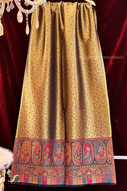 "TWILIGHT NOOR-E-MUGHAL" PALLA DESIGN PASHMINA WOOL STOIE