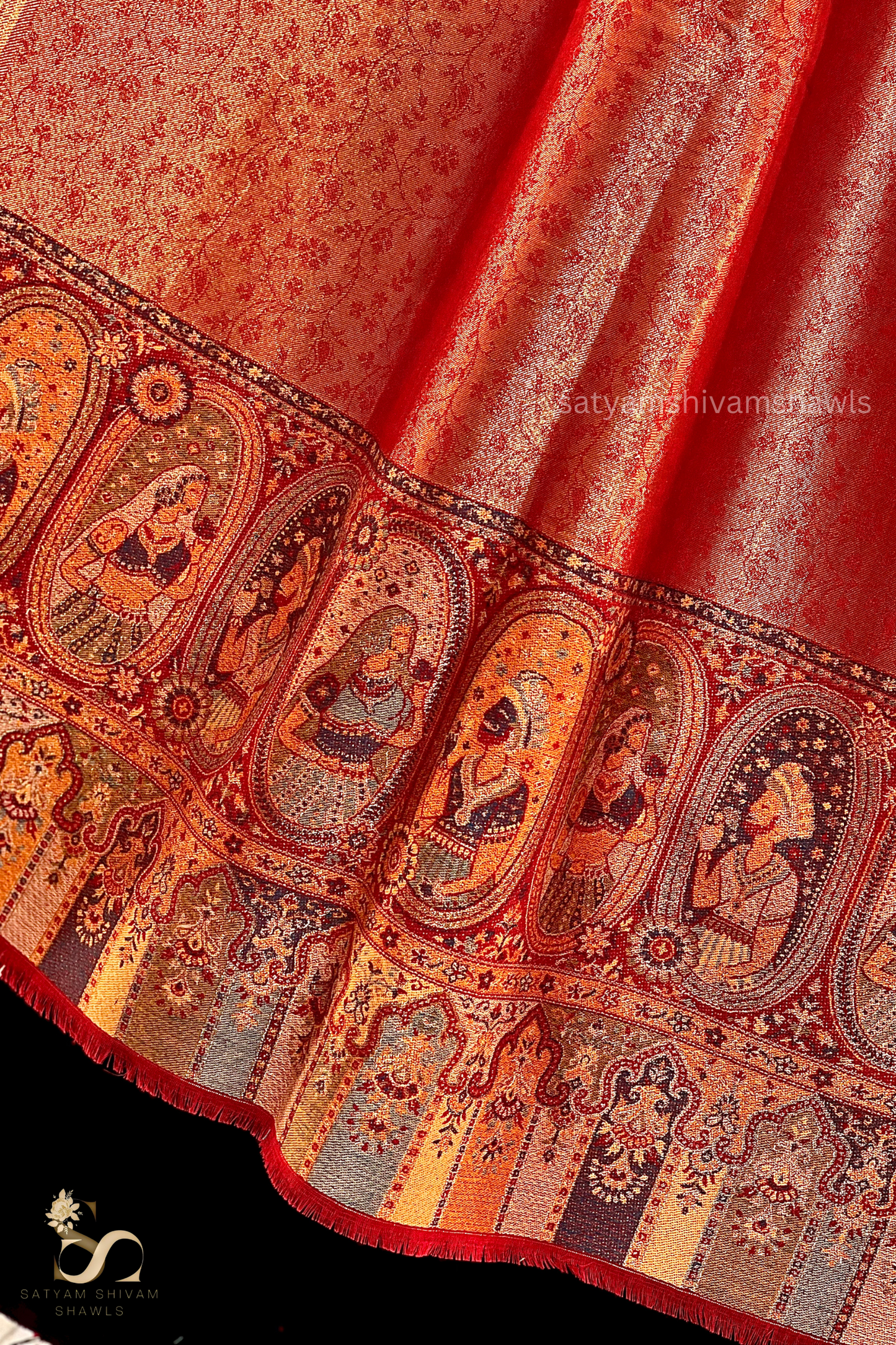 "TWILIGHT NOOR-E-MUGHAL" PALLA DESIGN PASHMINA WOOL STOIE
