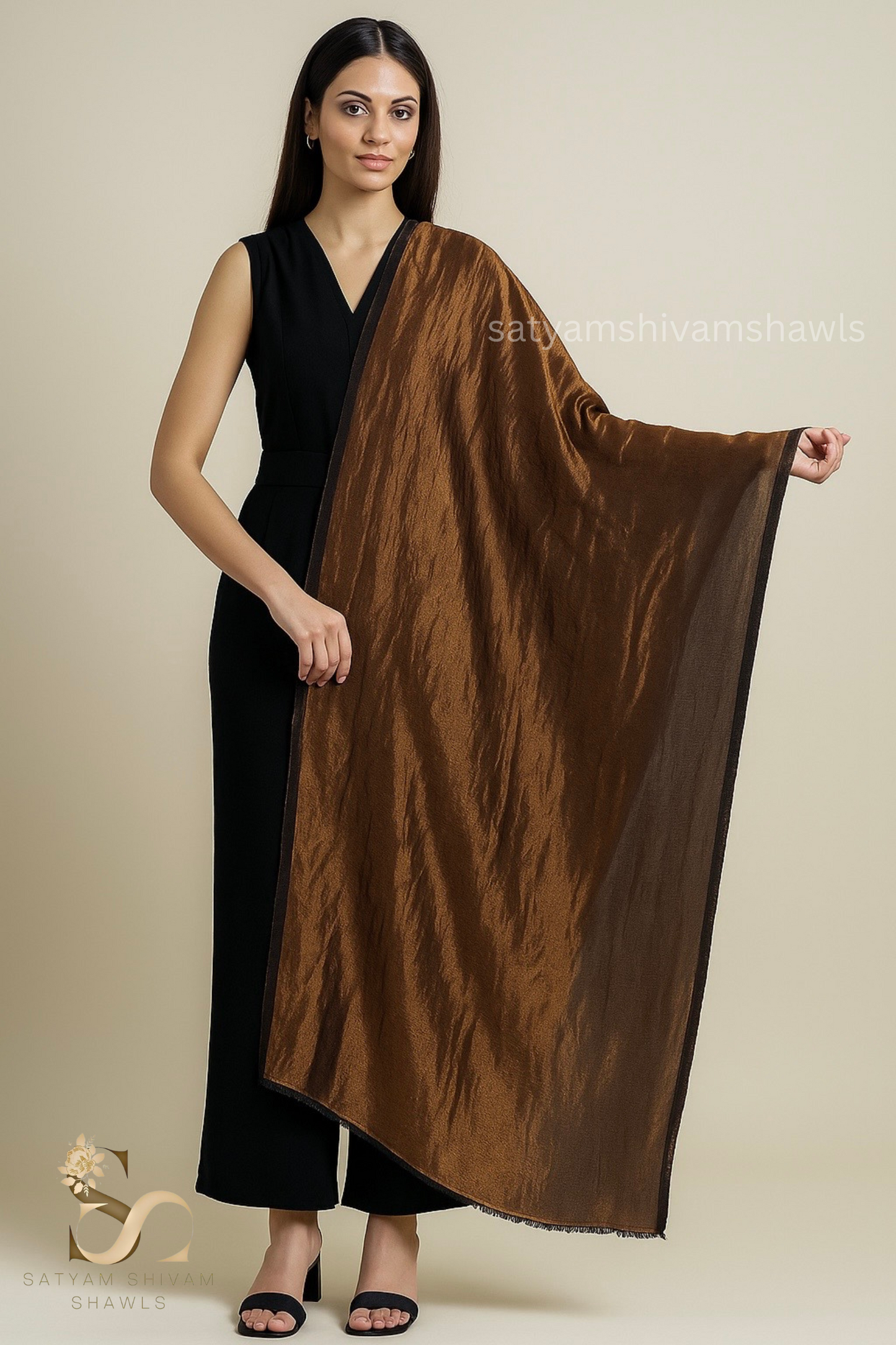Twilight Collection, Metallic Thread Weave, Fine Wool, black ,gold