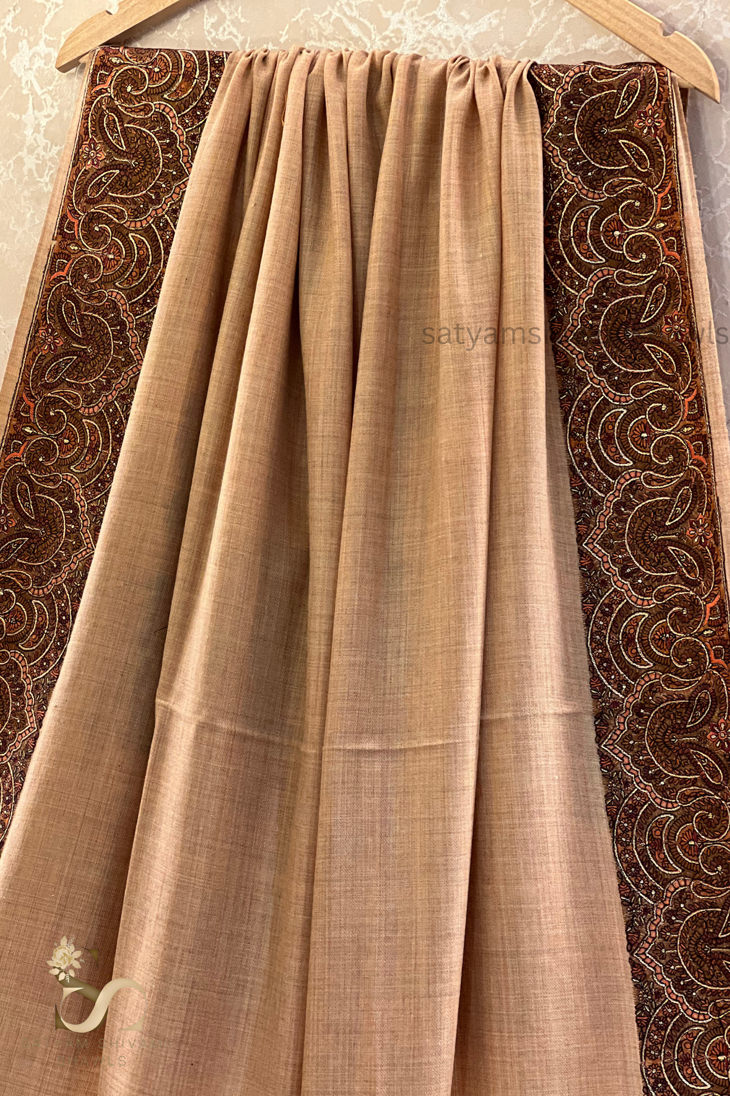 papear mashe kundan zari border shawl ,