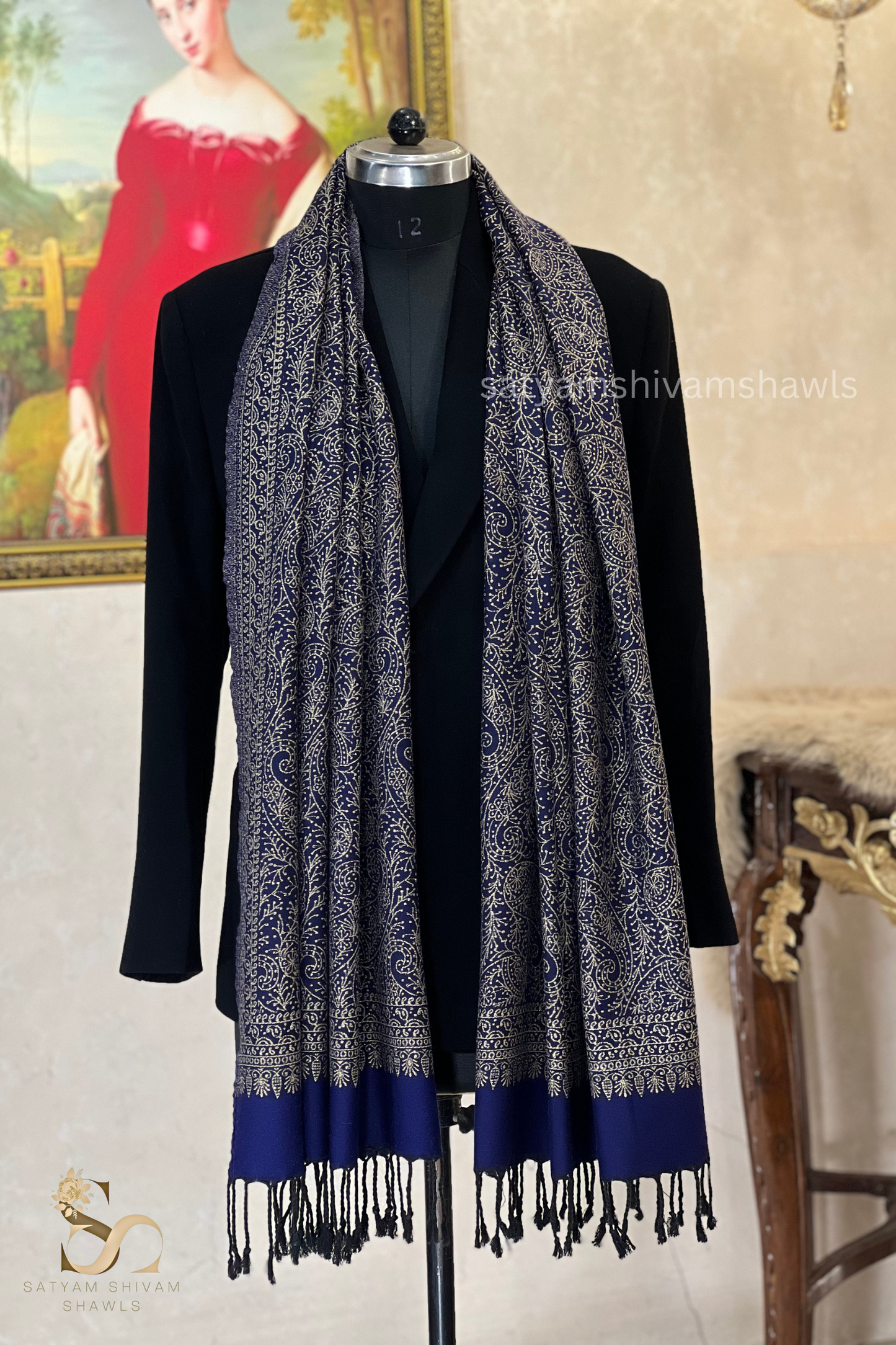 pure wool zari weaved stole