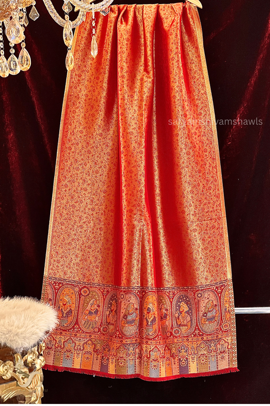 "TWILIGHT NOOR-E-MUGHAL" PALLA DESIGN PASHMINA WOOL STOIE