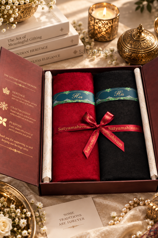 His & Her set of men , women pure wool self shawls with premium packaging