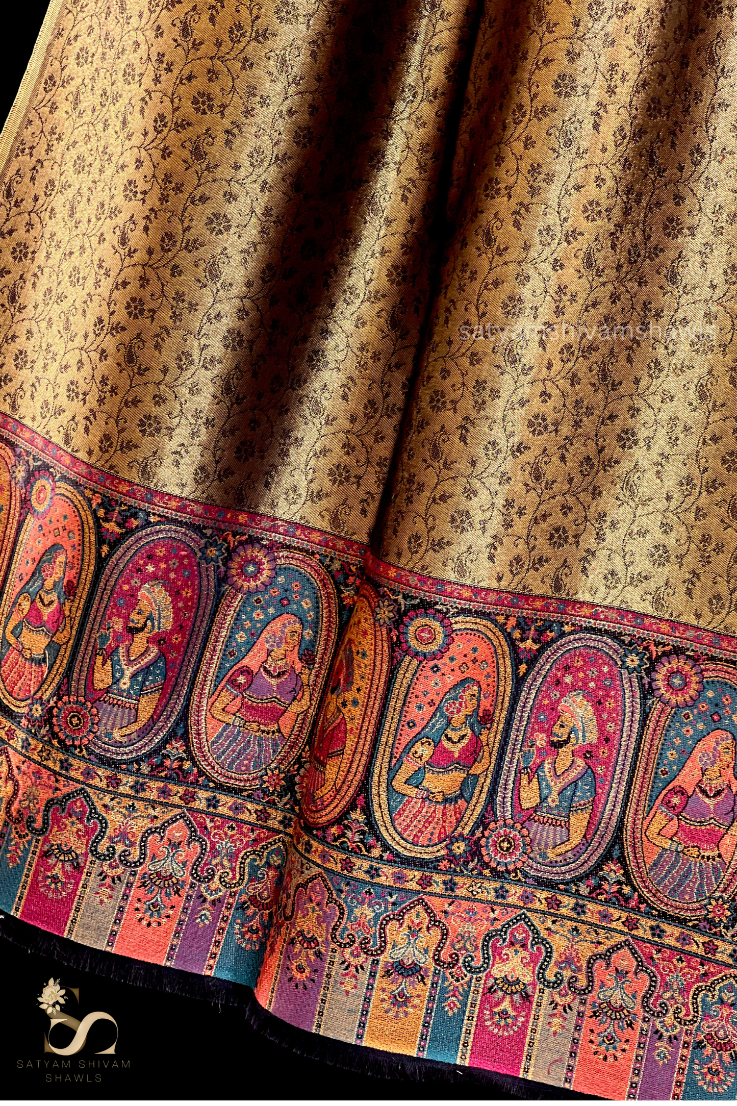 "TWILIGHT NOOR-E-MUGHAL" PALLA DESIGN PASHMINA WOOL STOIE