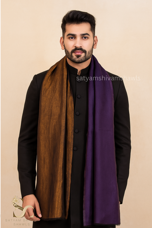 Twilight reversible Collection, Metallic Thread Weave, Fine Wool,