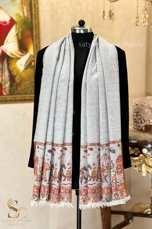 DHOLI PALLA KANI ZARI  WEAVE PURE WOOL  SHAWL,WARM AND SOFT,