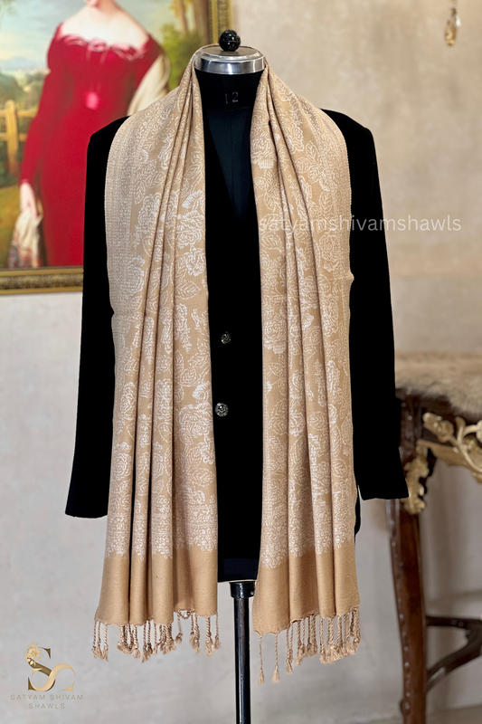 purewool zari wevaed stole light colour