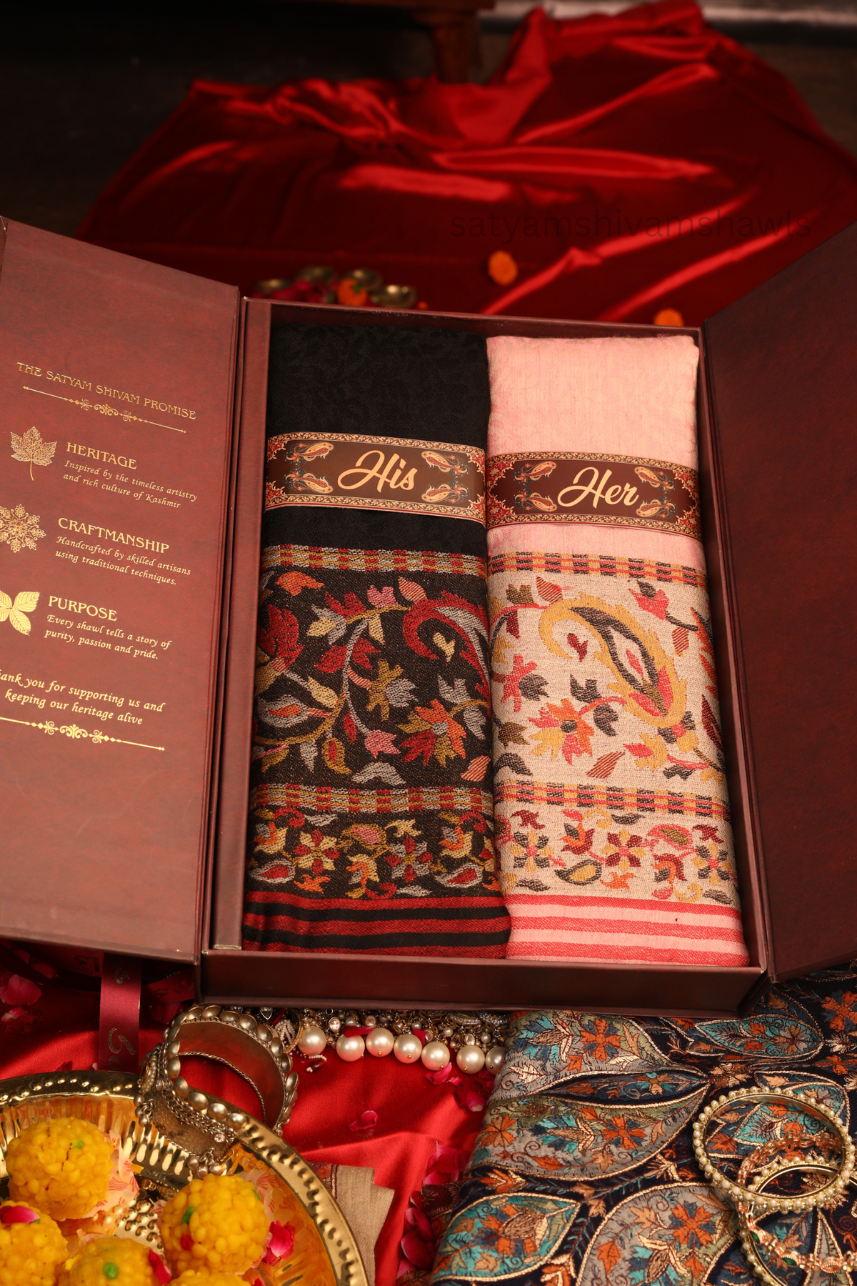 fine wool shawls His And Her Set Of premium shawls With Premium Gift Box Packaging